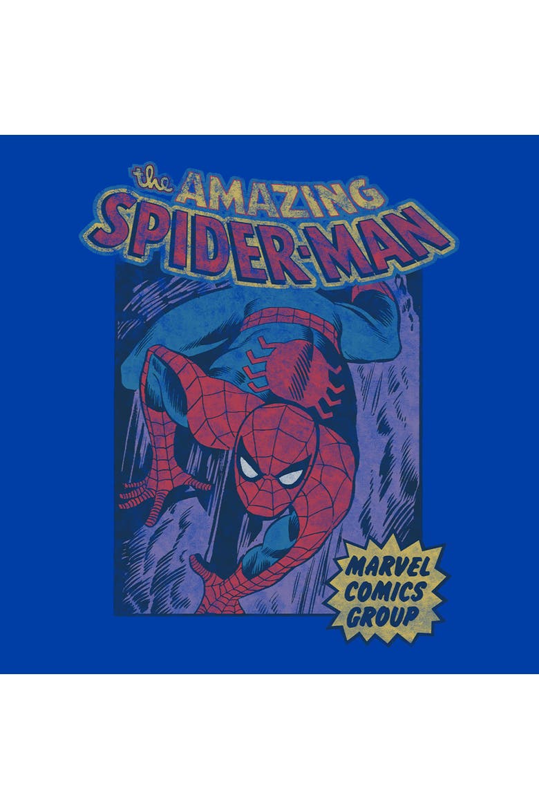 Men's Distressed Amazing Spider Short Sleeve Graphic T-Shirt, Alternate, color, Royal Blue