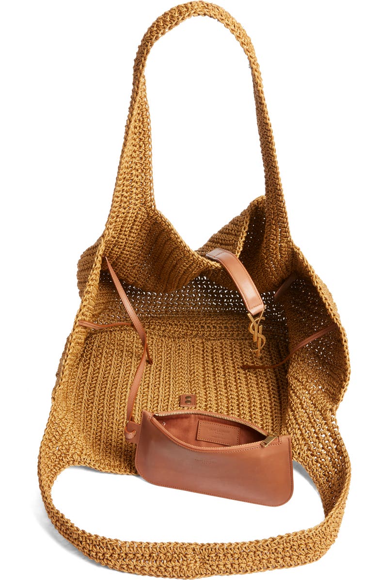 Saint Laurent Le 5 À Bea Woven Tote, Alternate, color, Natural Brown/ Brick