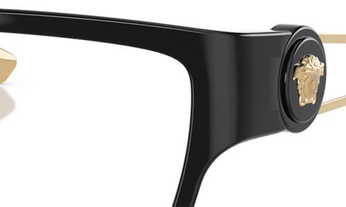 Versace 56mm Rectangle Optical Glasses In Shiny Black/gold