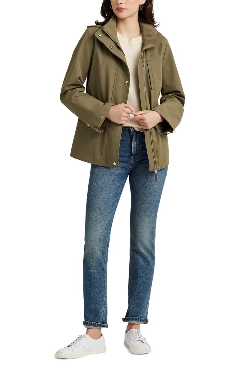 Lauren Ralph Lauren Cinch Waist Water Resistant Hooded Windbreaker Jacket, Alternate, color, 