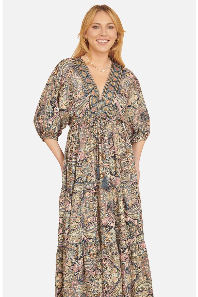 Paisley Print Midi Dress, Alternate, color, Multi