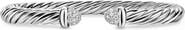 David Yurman Cable Flex Bracelet in Sterling Silver with Diamond Pavé Domes, 6mm