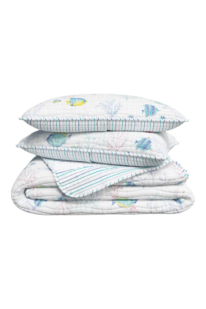 Colorful Coastal Coral Quilt Set, Main, color, PASTEL CORAL