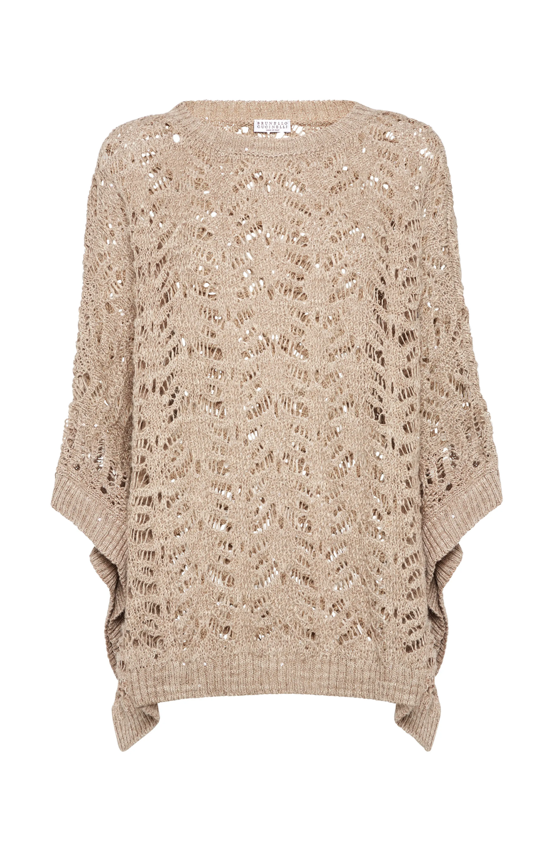 Brunello Cucinelli Foliage Lace poncho, Main, color, 