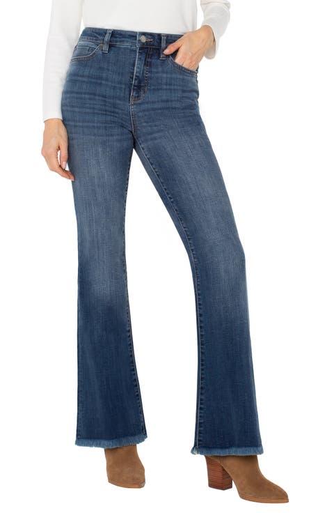 Hannah High Waist Fray Hem Flare Jeans (Sycamore)