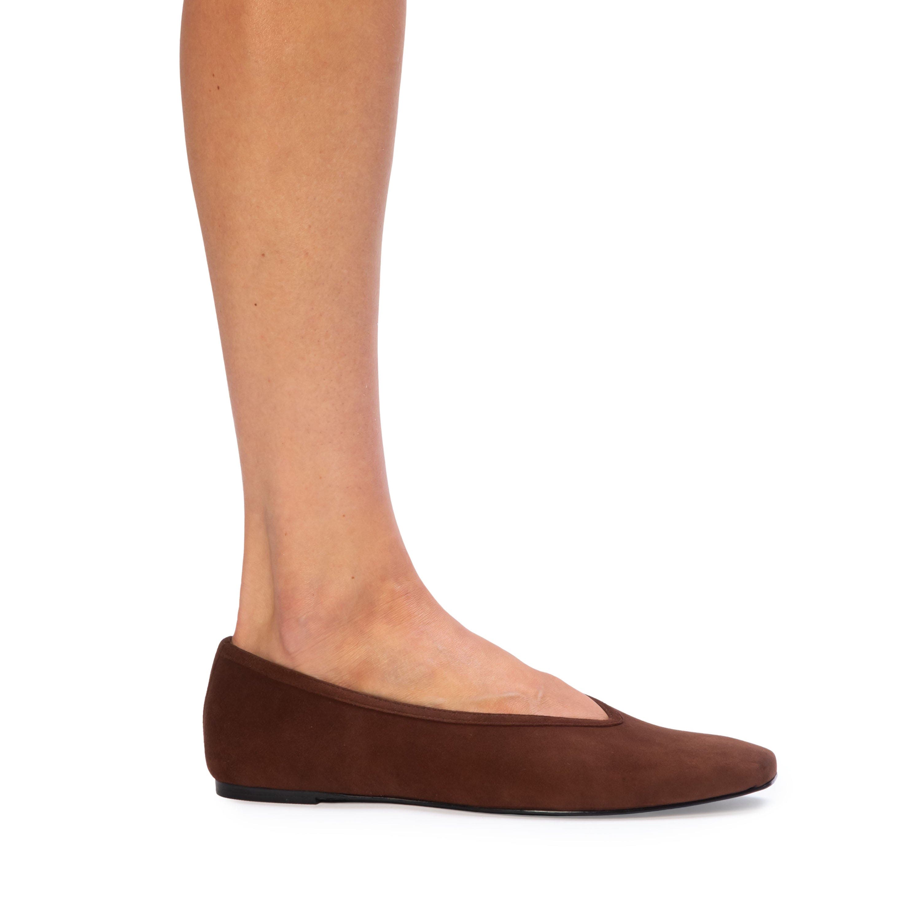 Ayra Suede Ballerina, Alternate, color, Brownie Suede