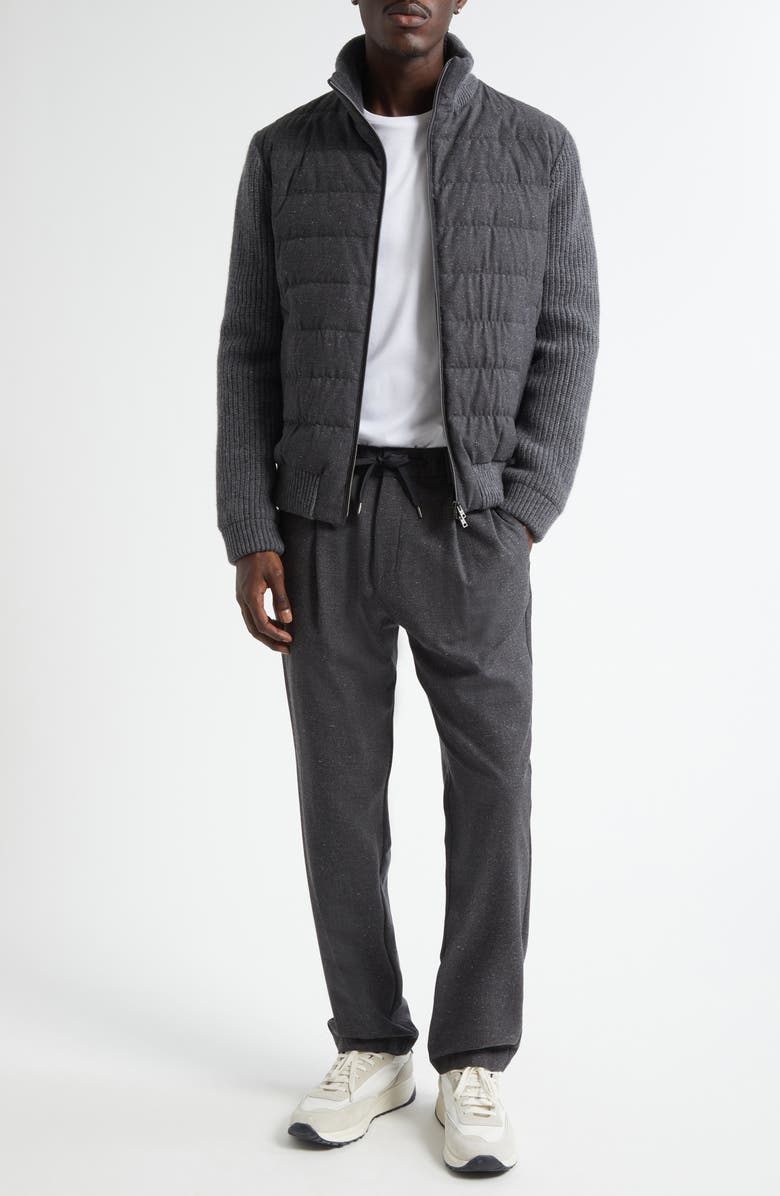 Herno Mixed Media Quilted Wool Blend Knickerbocker Jacket, Alternate, color, Charcoal