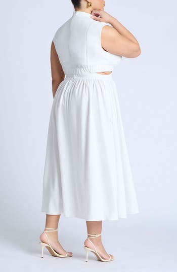Mock Neck Poplin Maxi Dress