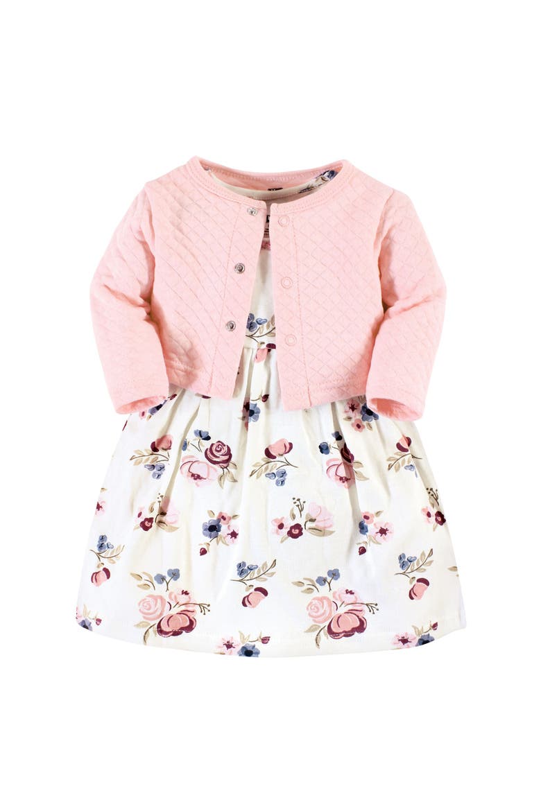 Quilted Cardigan and Dress, Main, color, Dusty Rose Floral