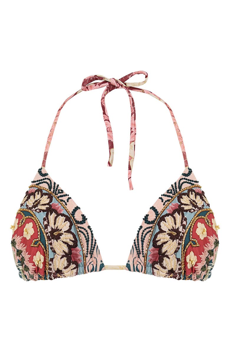 Agua Bendita Lolita Especial Plume Triangle Bikini Top, Alternate, color, Blue