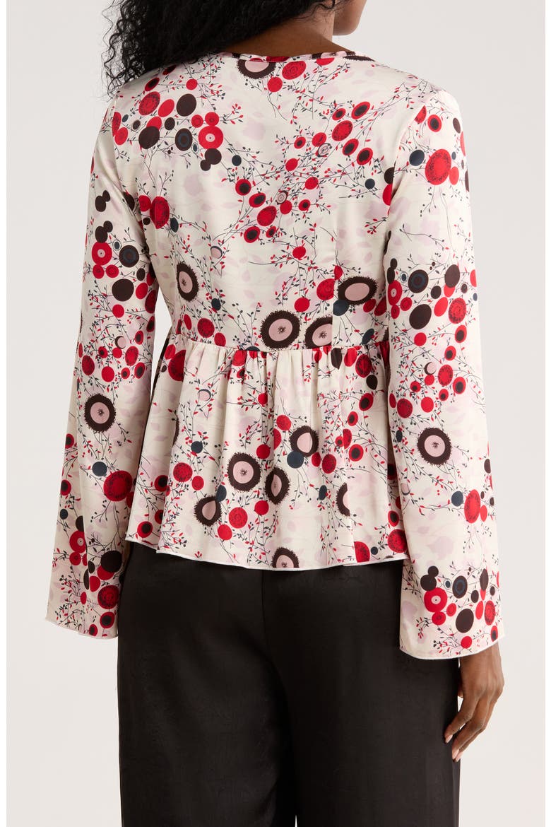 V-Neck Bell Sleeve Print Top, Alternate, color, IVORY/ RED