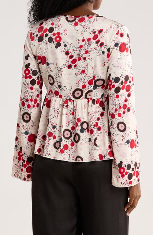 Patrizia Luca V-neck Bell Sleeve Print Top In Multi