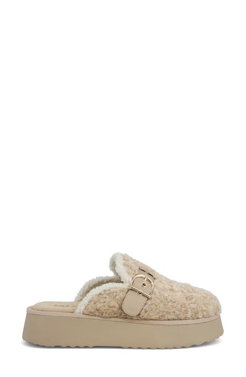Mia Sugary Faux Shearling Platform Mule In Brown