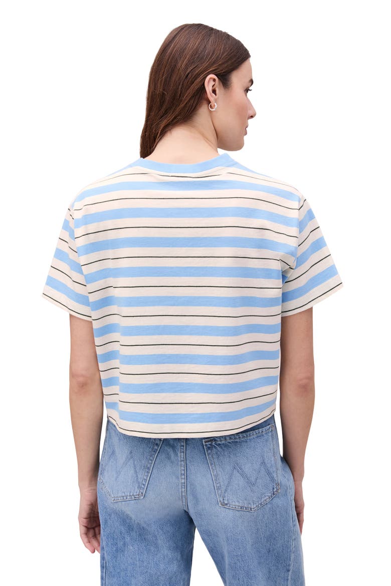 The Recycled Stripe Crop Tee, Alternate, color, Chambray Stripe