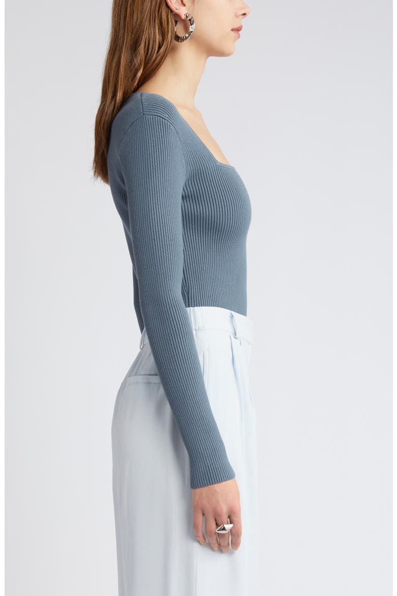 Luxe Sculpt Square Neck Long Sleeve Top, Alternate, color, BLUE WEATHER
