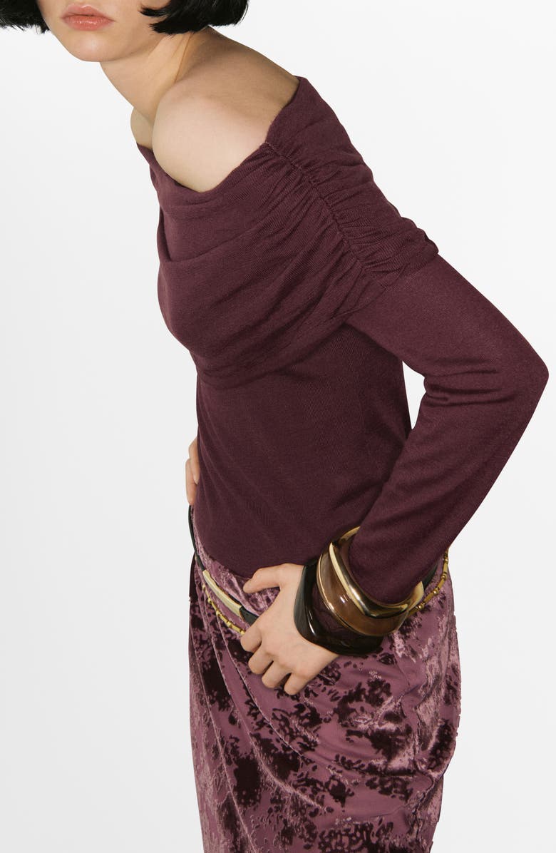 MANGO Jacquard Skirt, Alternate, color, Burgundy