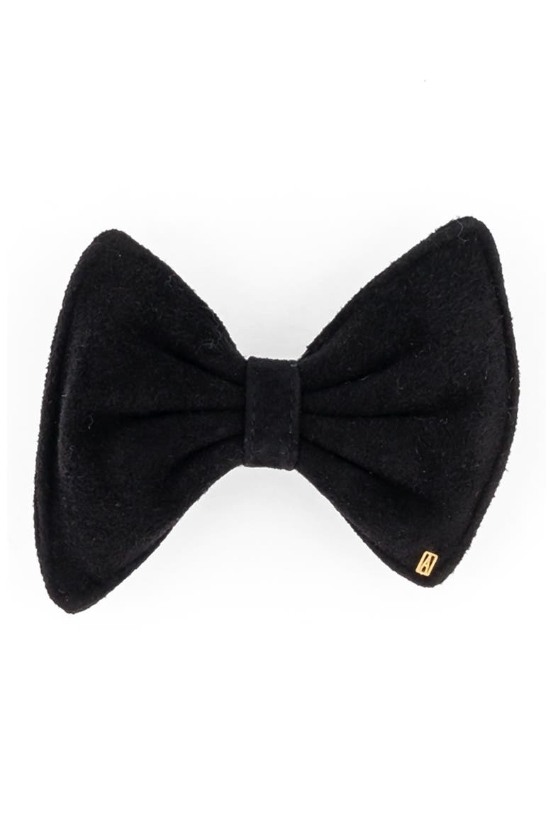 Suede hair bow barette, Main, color, black
