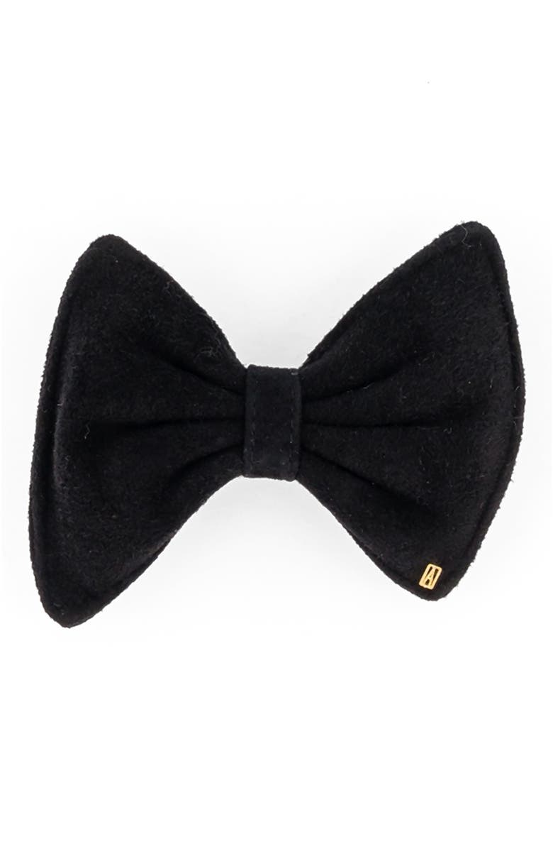 Alexandre de Paris Suede hair bow barette, Main, color, Black