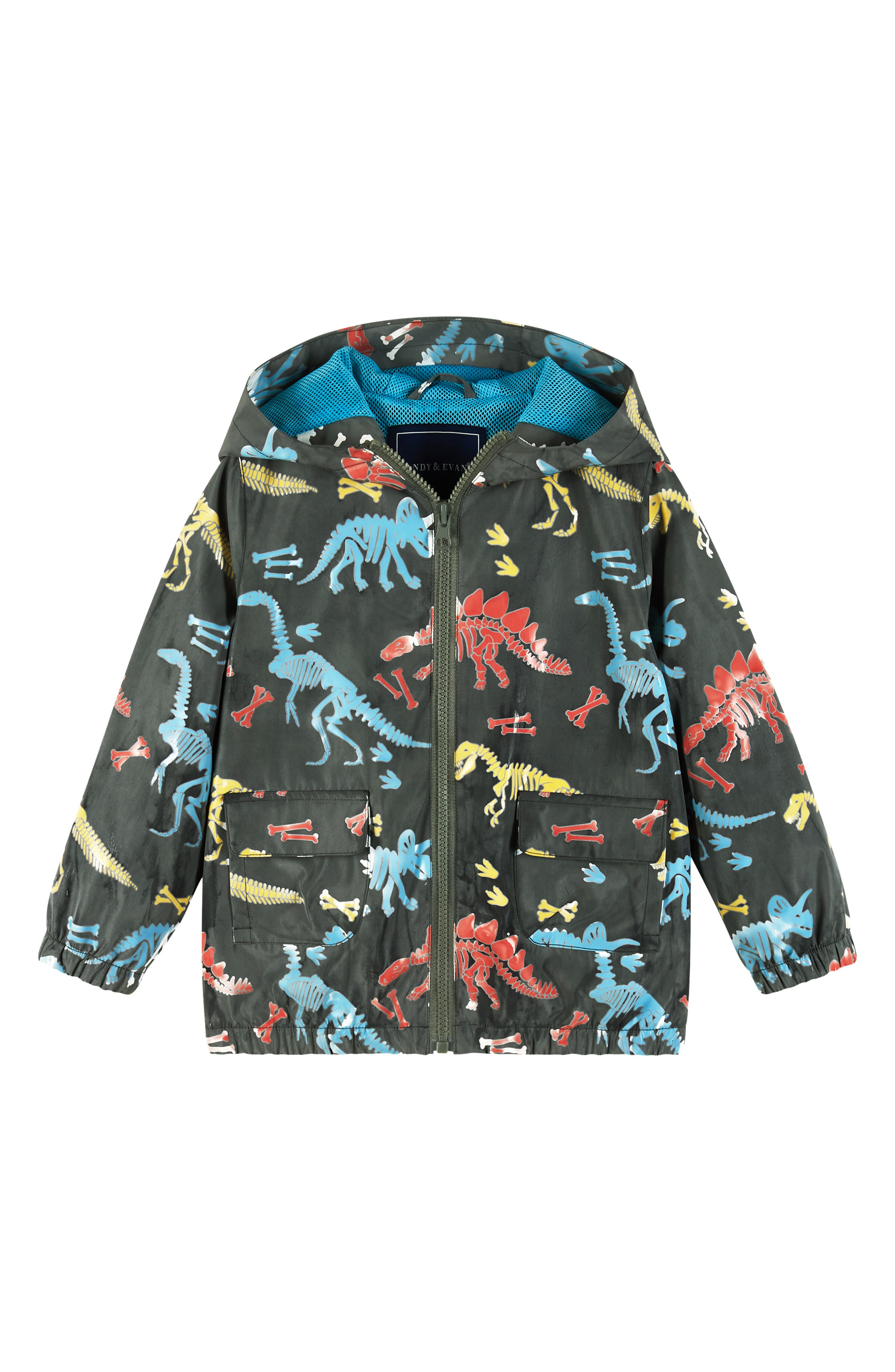 Andy & Evan Kids' Dino Print Color Change Rain Jacket | Nordstromrack