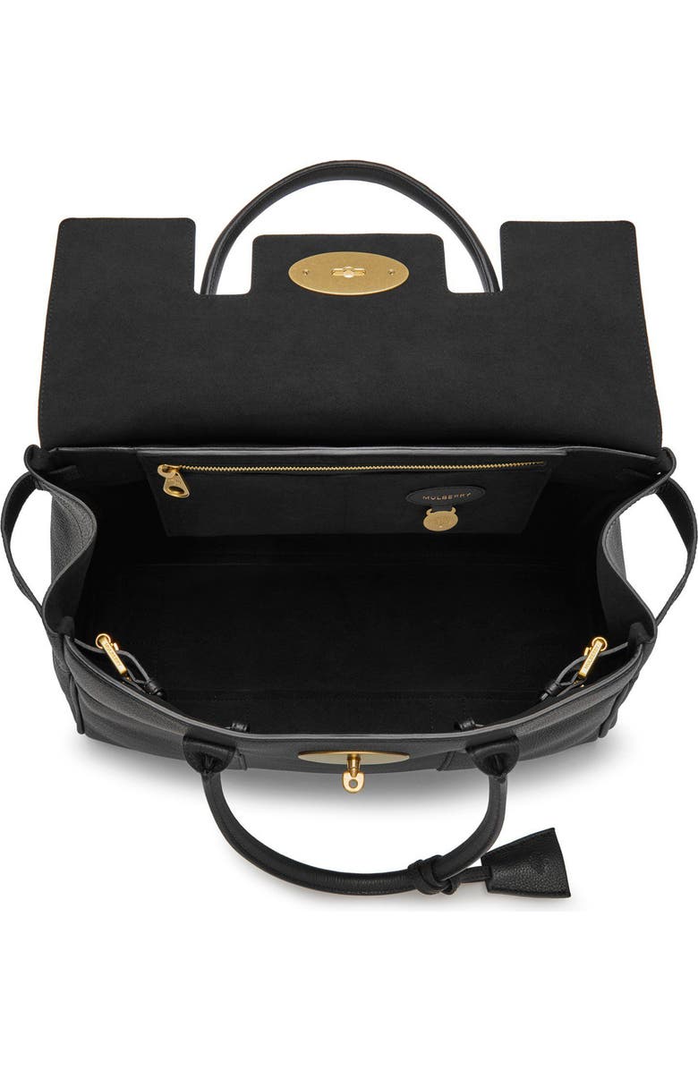 Mulberry Bayswater Grained Leather Satchel, Alternate, color, Black/ Brass