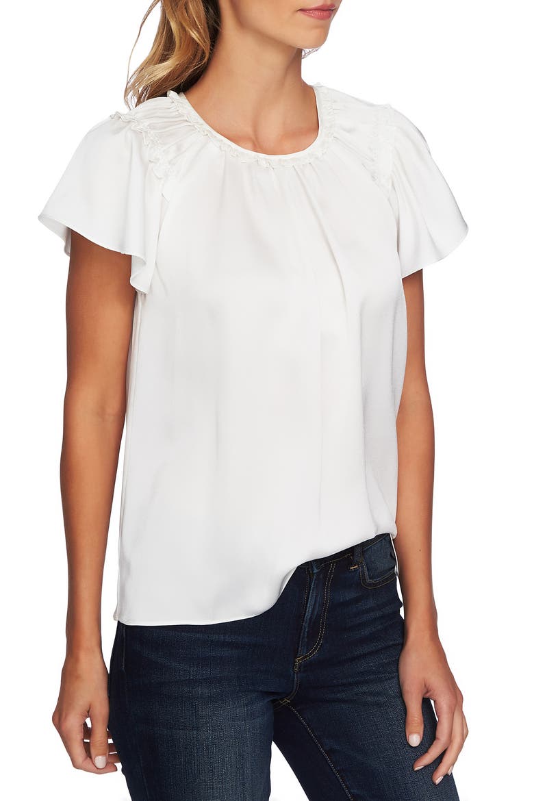 Flutter Sleeve Blouse, Main, color, ANTIQUE WHITE