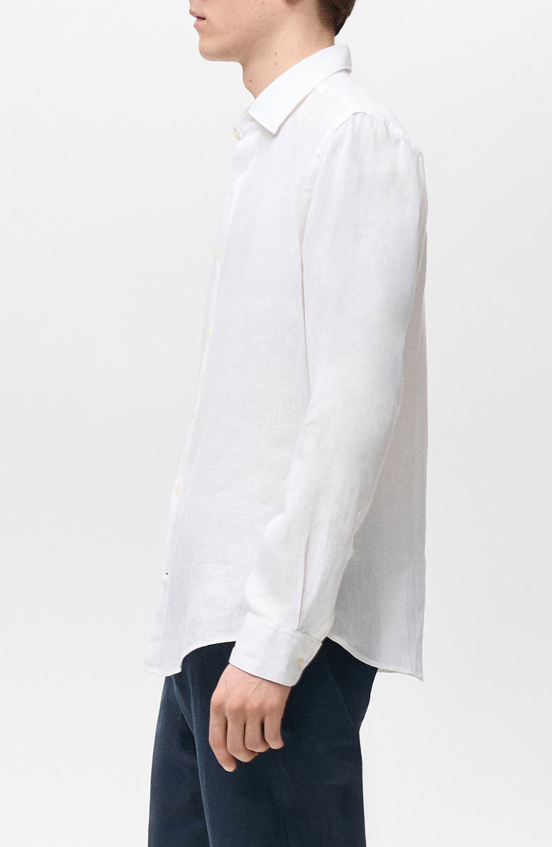 MANGO Classic Fit Linen Button-Up Shirt, Alternate, color, White