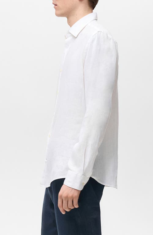 Mango Classic Fit Linen Button-up Shirt In White