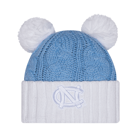 Women's New Era  Carolina Blue North Carolina Tar Heels Tonal Cuffed Knit Hat with Double Poms