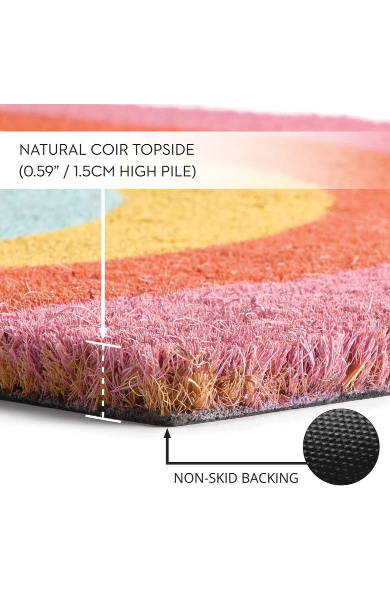 mDesign Rainbow Half-Circle Coir Doormat for Front Door, Natural/Multi, Alternate, color, Natural