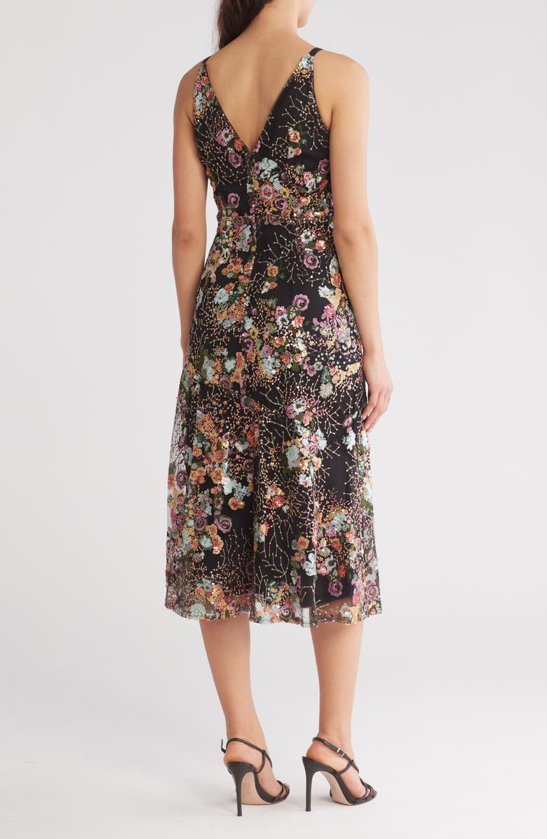 Sam Edelman Floral Sequin Embroidery Midi Dress, Alternate, color, 