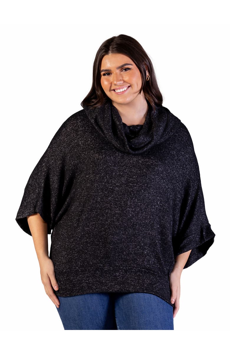 24seven Comfort Apparel Cowl Neck Dolman Sleeve Sweater Top, Main, color, Black