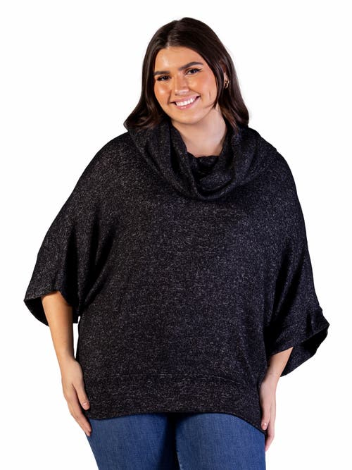 24seven Comfort Apparel Cowl Neck Dolman Sleeve Sweater Top In Black