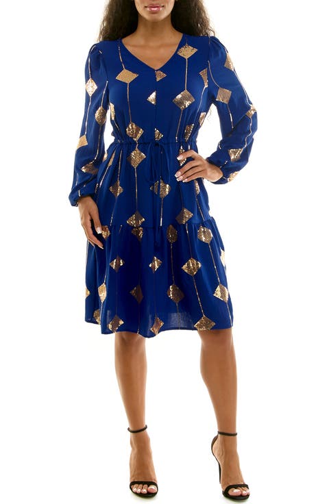 Balloon Sleeve Drawstring Dress