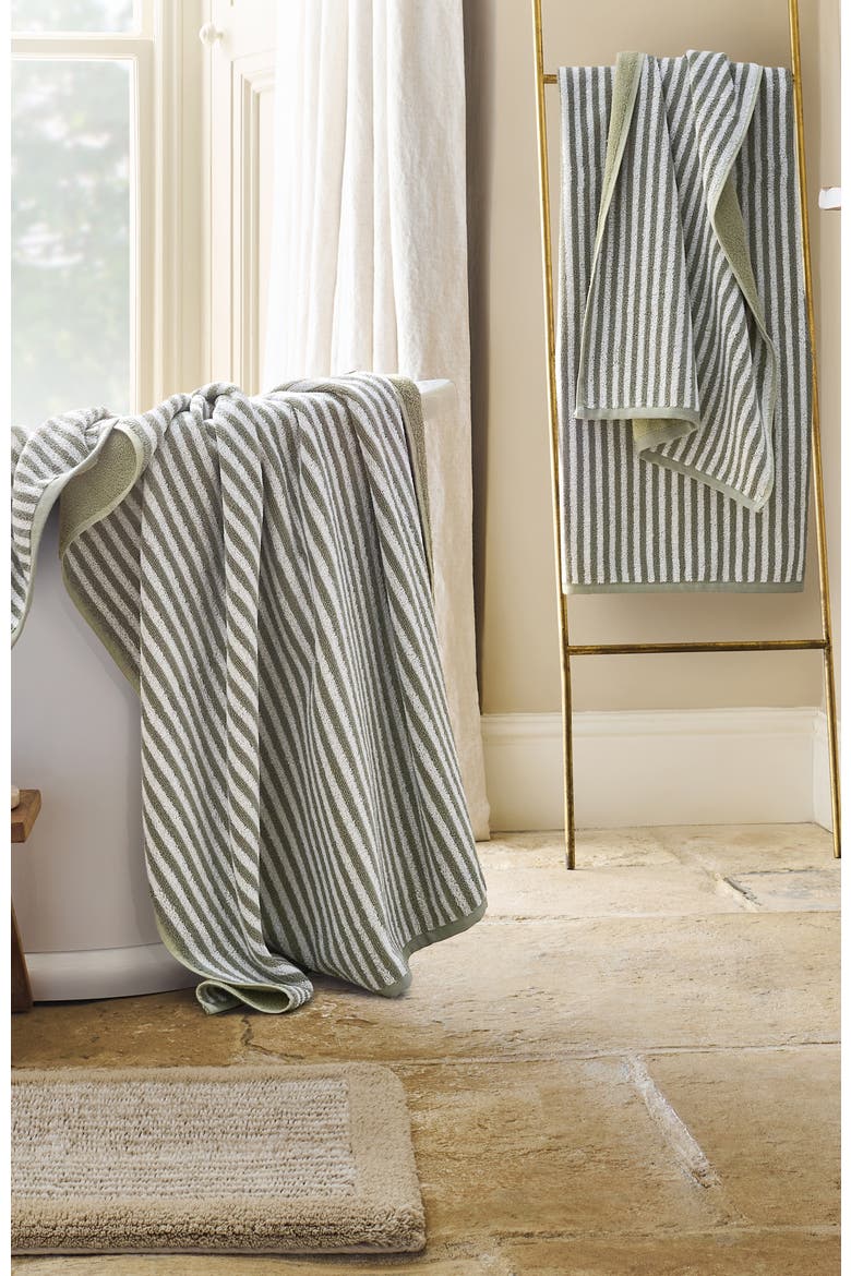 Portobello Stripe Coastal Inspired Bath Sheets, Alternate, color, Sage