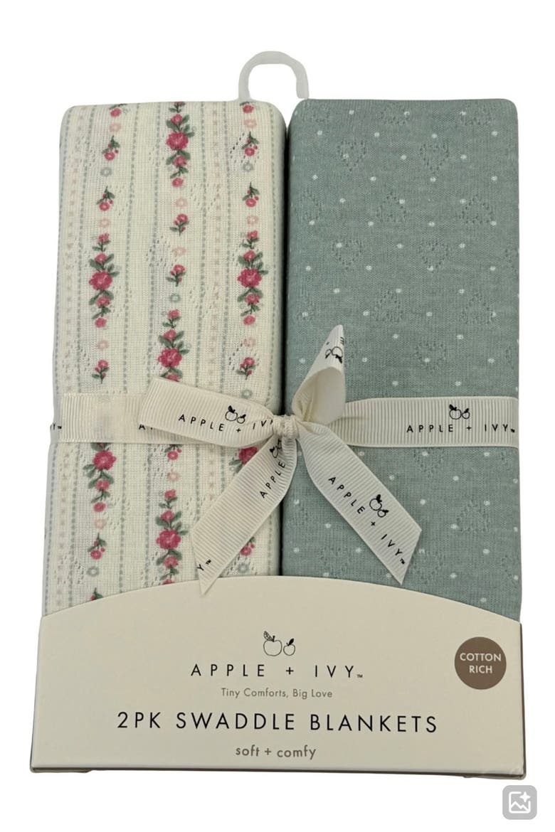 2-Pack Pointelle Swaddle Blankets, Main, color, IVORY