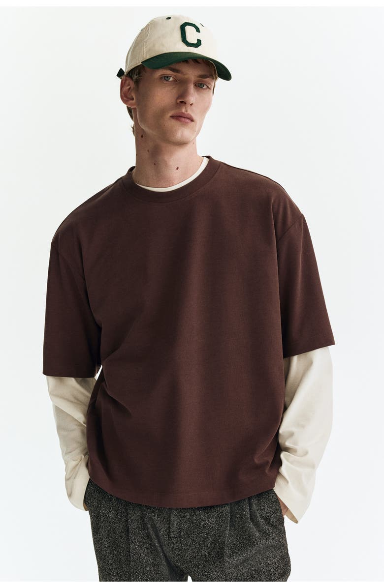H&M Loose Fit Boxy-style T-shirt, Alternate, color, Dark Brown