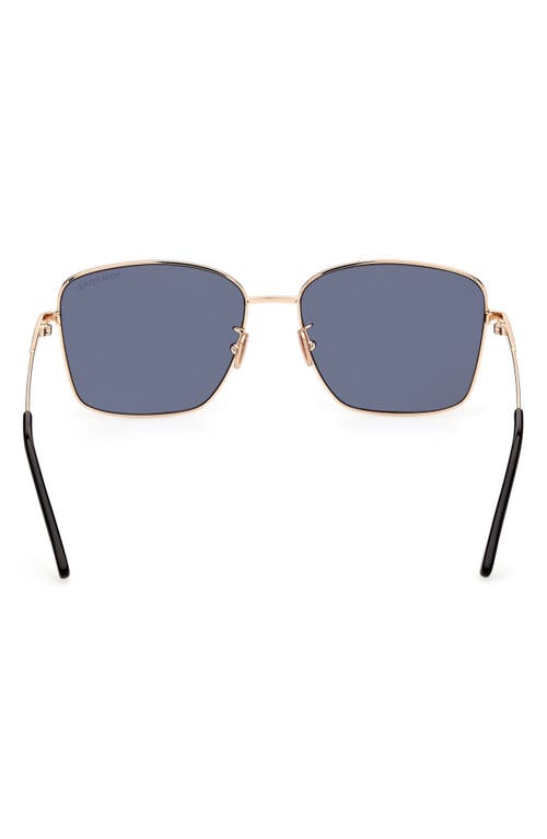 Tom Ford 60mm Gradient Rectangle Sunglasses In Shiny Rose Gold/smoke