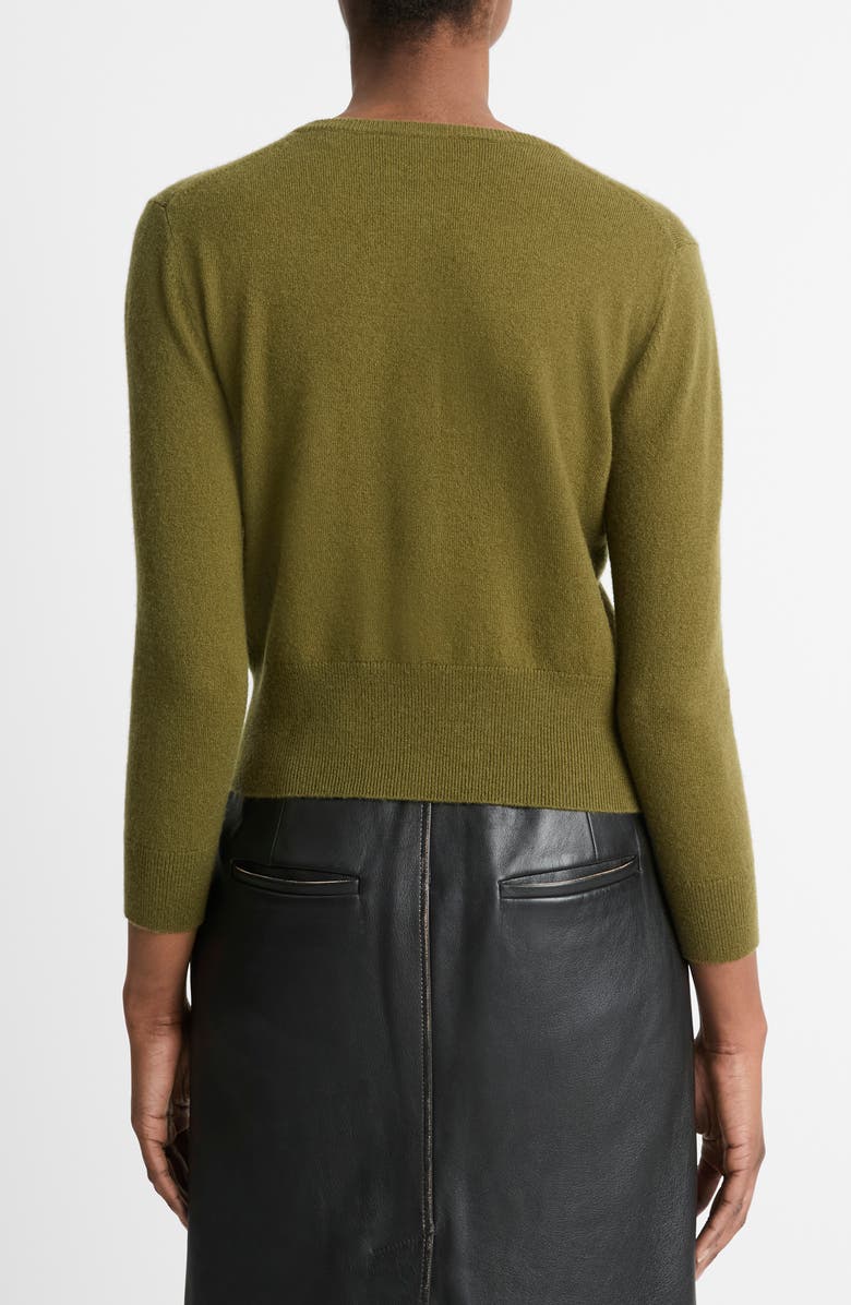 Vince Imitation Pearl Button Wool & Cashmere Blend Cardigan, Alternate, color, Laurel