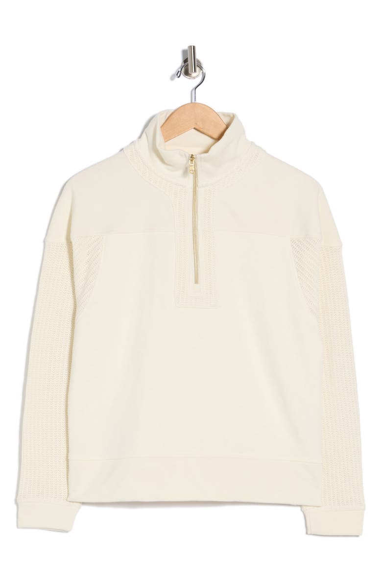 Nanette Lepore Play Seamed Quarter Zip Pullover, Alternate, color, Cannoli Cream