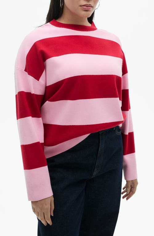 Mango Lotuini Stripe Sweater In Bright Red