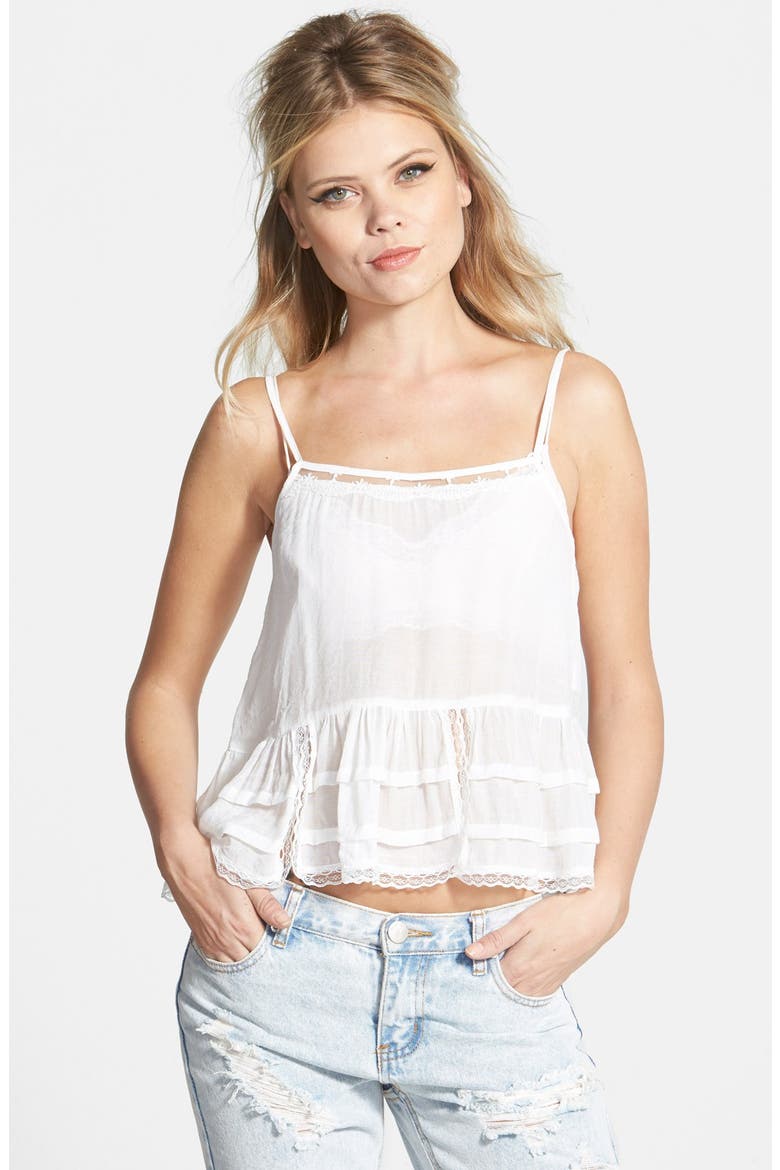 ASTR Ruffle Camisole, Main, color, OFF WHITE