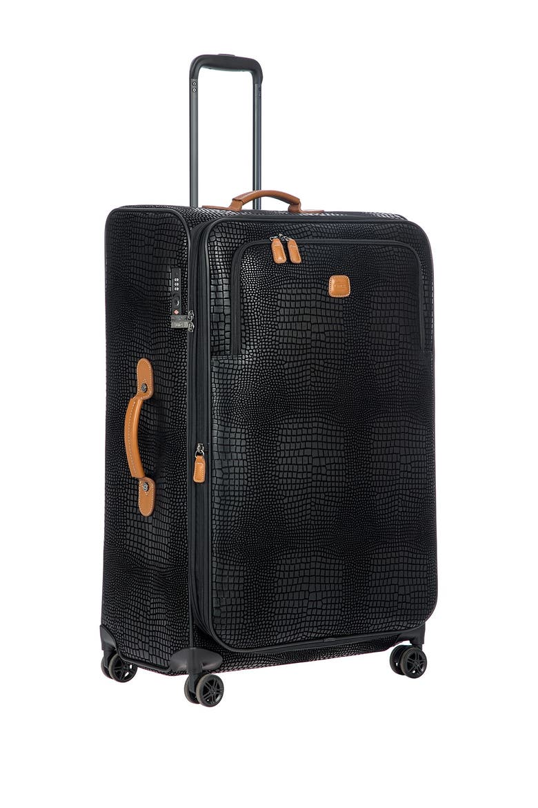 My Safari 28-Inch Expandable Croc Embossed Carry-On Spinner Luggage, Main, color, BLACK