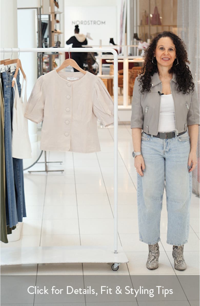 Cailey Puff Sleeve Crochet Trim Button-Up Top, sales video thumbnail