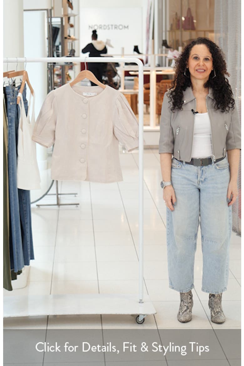 Cailey Puff Sleeve Crochet Trim Button-Up Top video