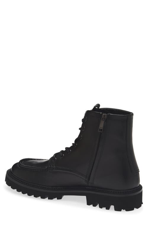 Hugo Boss Boss Julio Lugged Moc Toe Leather Boot In Black