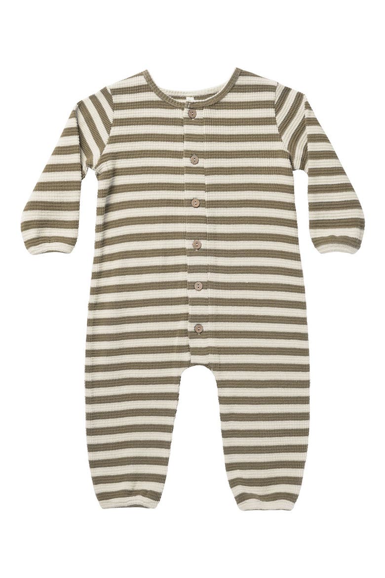 Stripe Cotton Romper, Main, color, MOSS-STRIPE