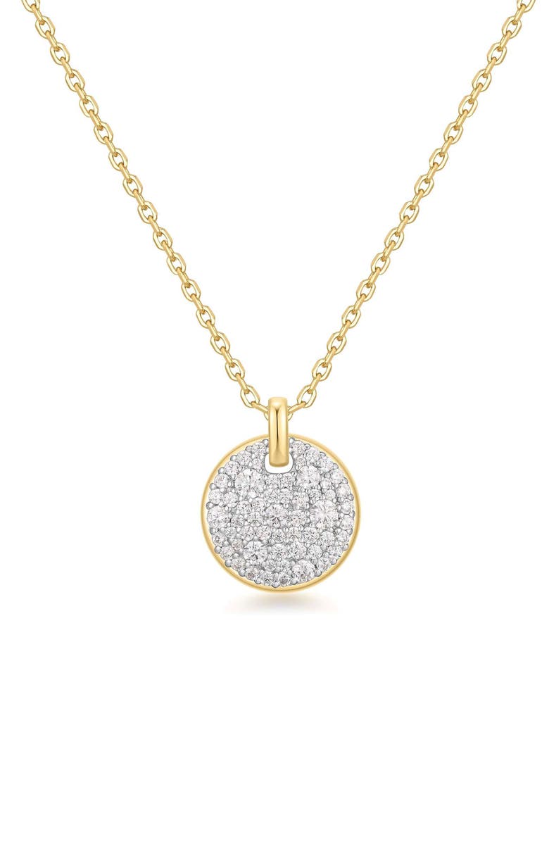 ANIA HAIE Pavé Disc Pendant Necklace, Main, color, Mixed Shiny Gold Silver