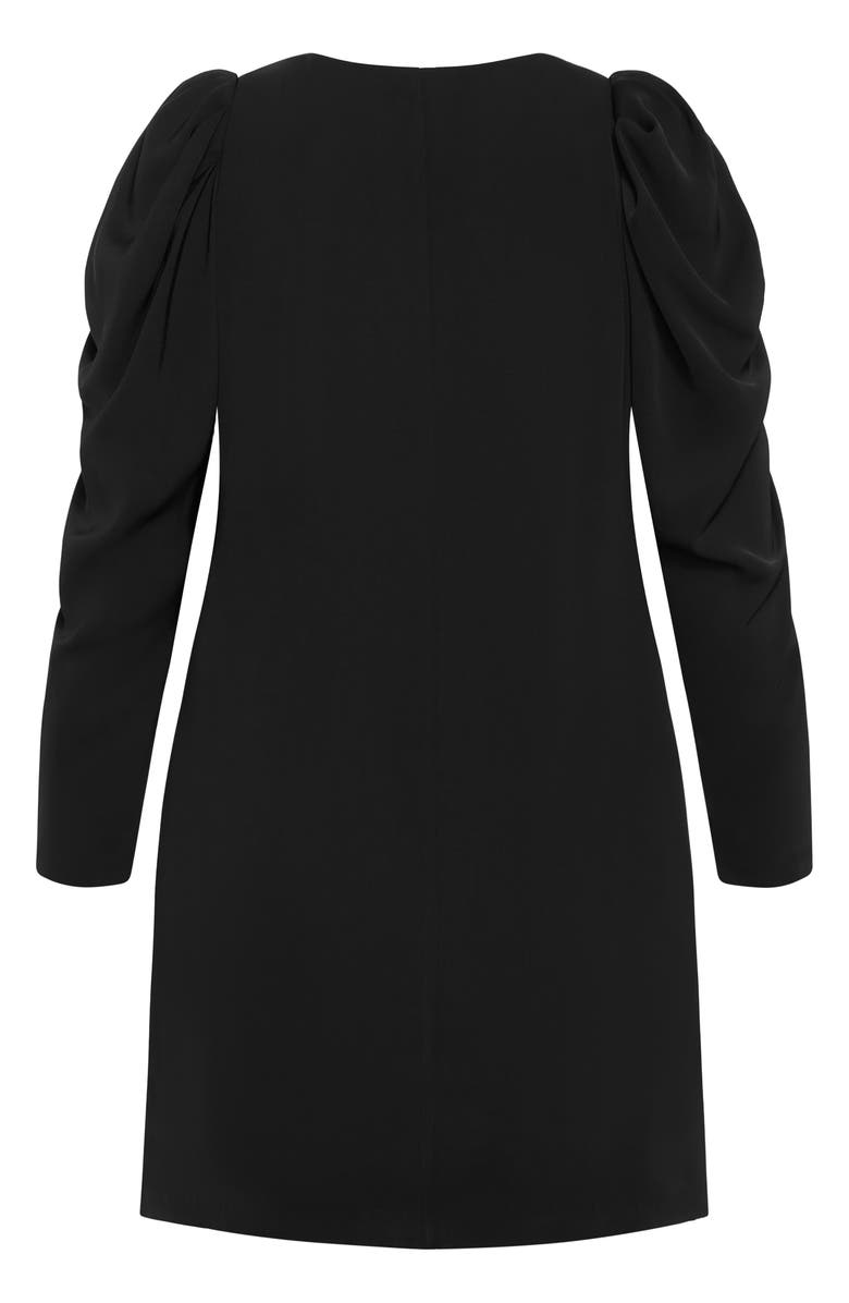 City Chic Drew Puff Shoulder Long Sleeve Dress, Alternate, color, Black