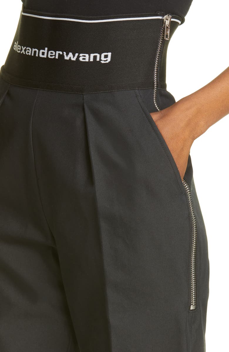 Alexander Wang Logo Waist Straight Leg Ankle Pants, Alternate, color,