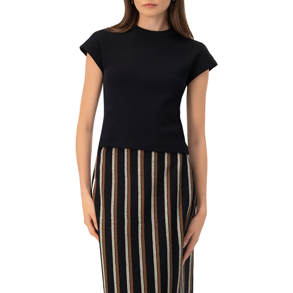 Ivonne Black Dropped Sleeve Top In Black